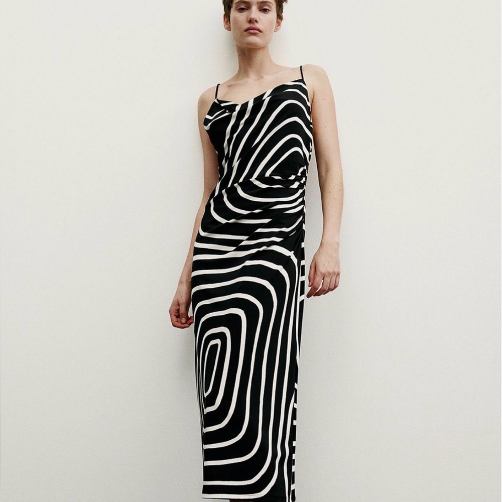 H&M DRAPED COWL-NECK DRESS